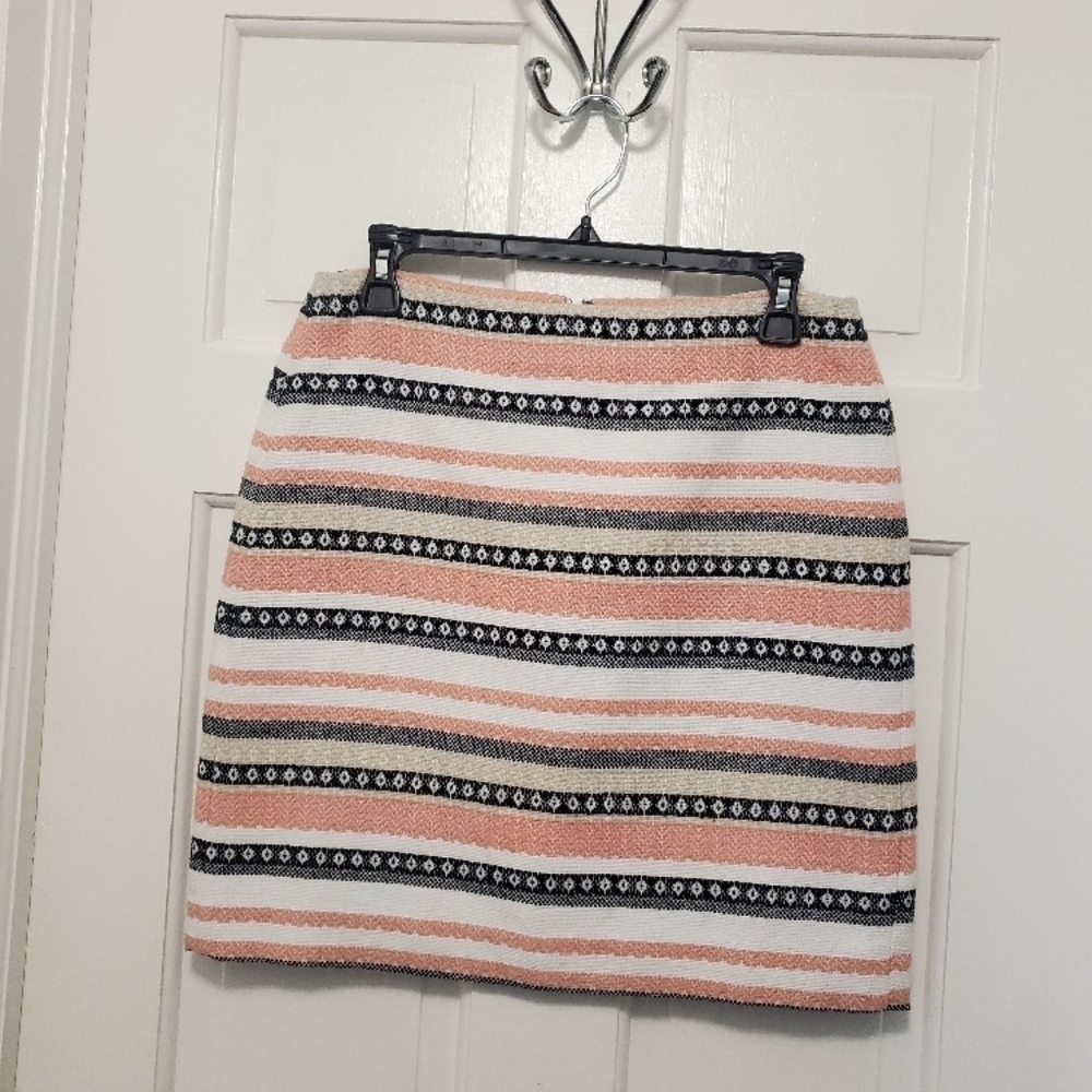 Loft Outlet Costa Jacquard Striped Pencil Mini Skirt Size 6P, Classic Business